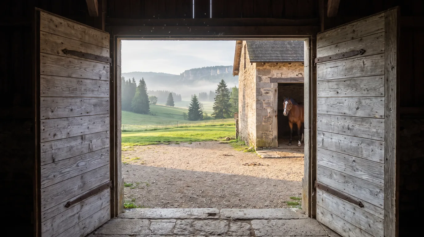 Entrée, Les Écuries de Prailles, centre équestre à Sciez