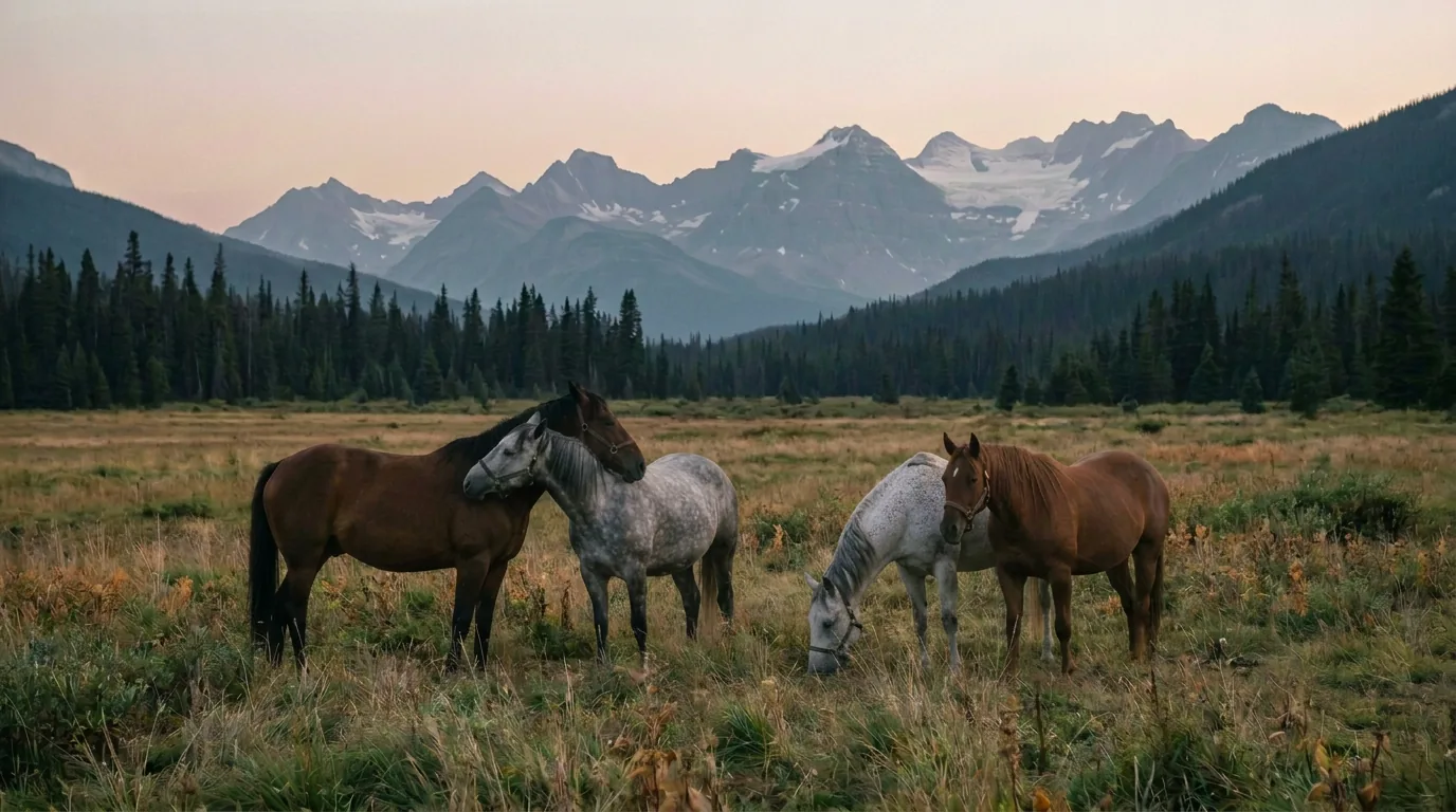 Chevaux en liberté, Les Écuries de Prailles, Haute-Savoie